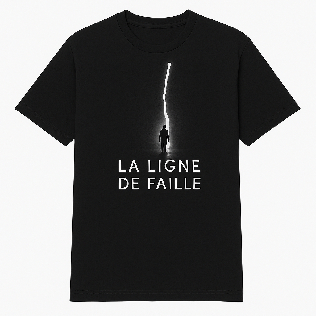 T-shirt homme col rond noir uni avec visuel